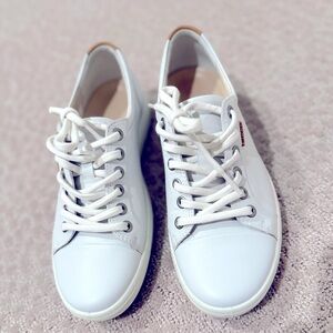 Ecco White Sneakers Minimalist Design Canvas